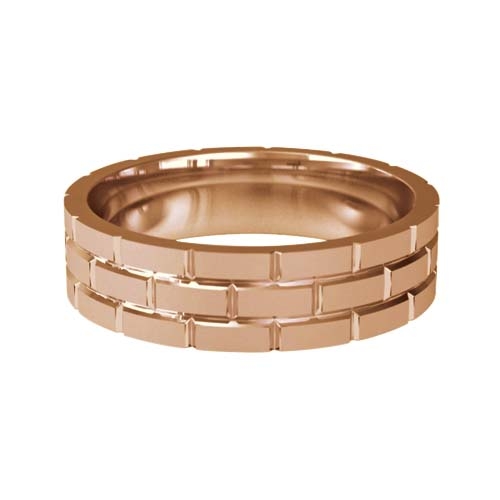 Patterned Designer Rose Gold Wedding Ring - Toque